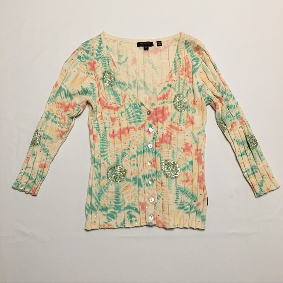 BCBGMaxAzria Tue Dye Cardigan Sweater Size Medium - Picture 1 of 10